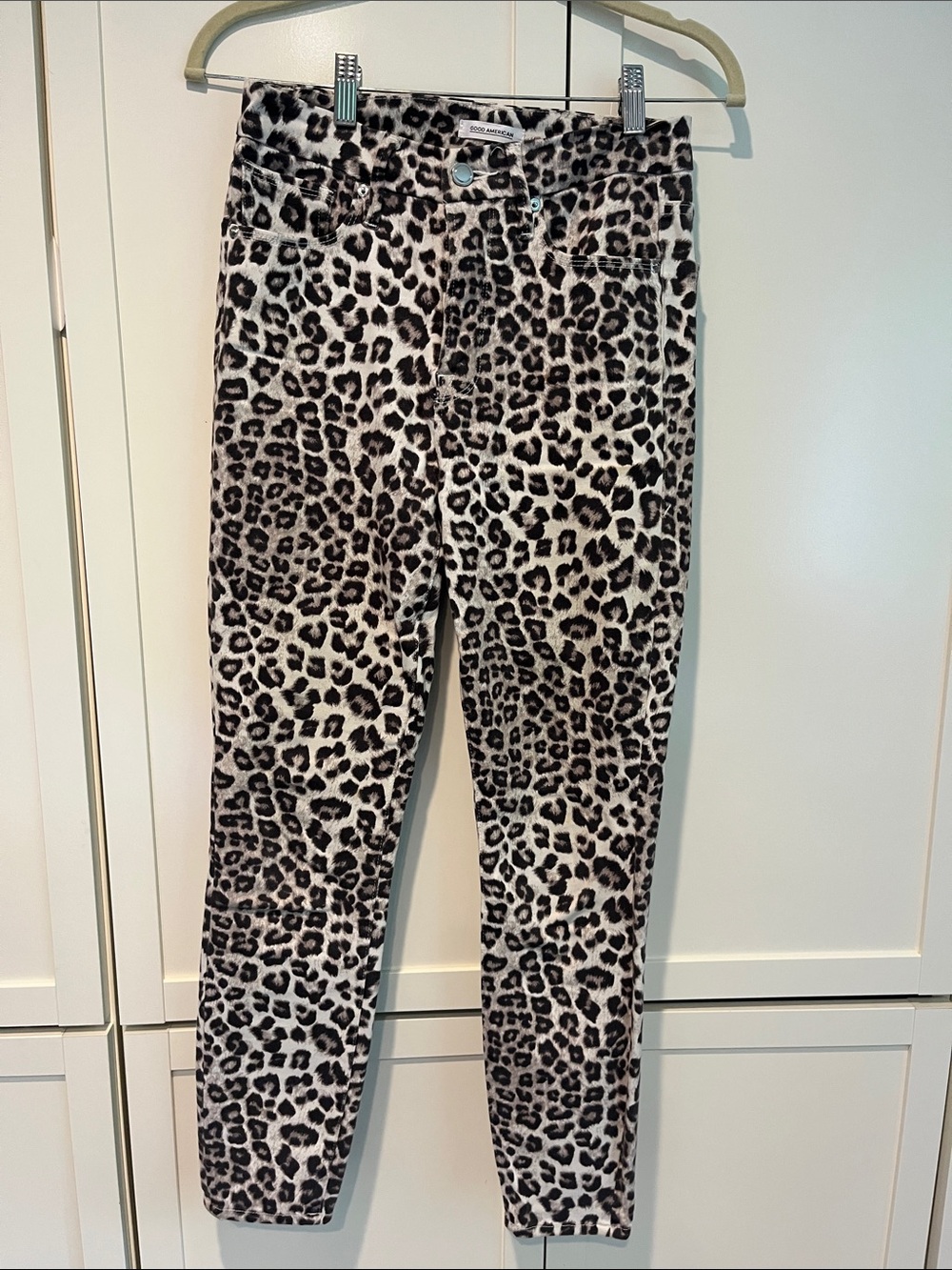 Good American Leopard Skinny Jeans - Black & White